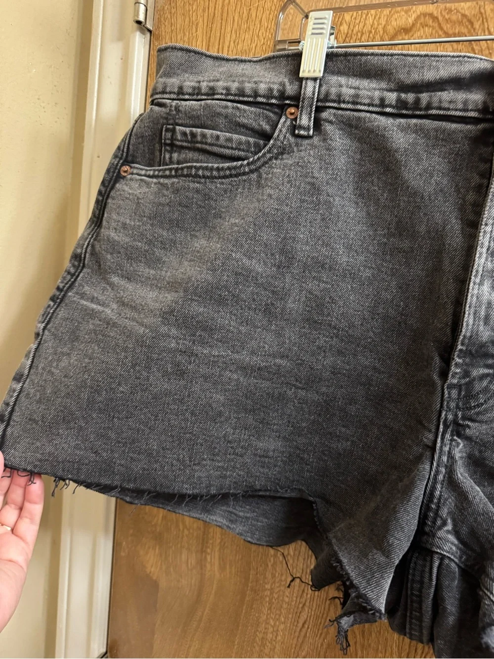 Old Navy Jean Shorts 22 High Rise Cutoff Button Fly Denim Plus Size Black